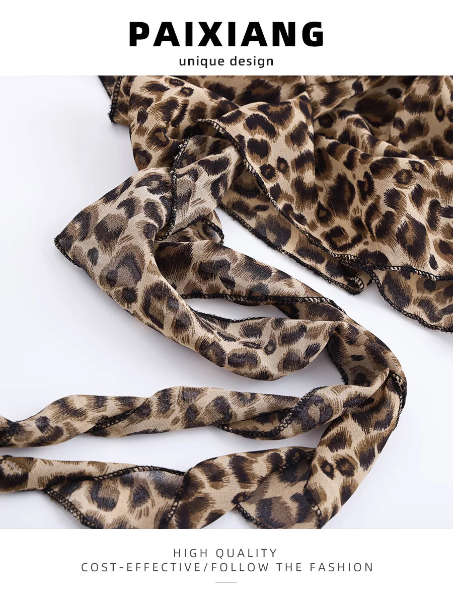 PAIXIANG American Hot Girl Leopard Print Halter-Neck Camisole for Women, Summer Slimming Stylish Top with Padded Breasts