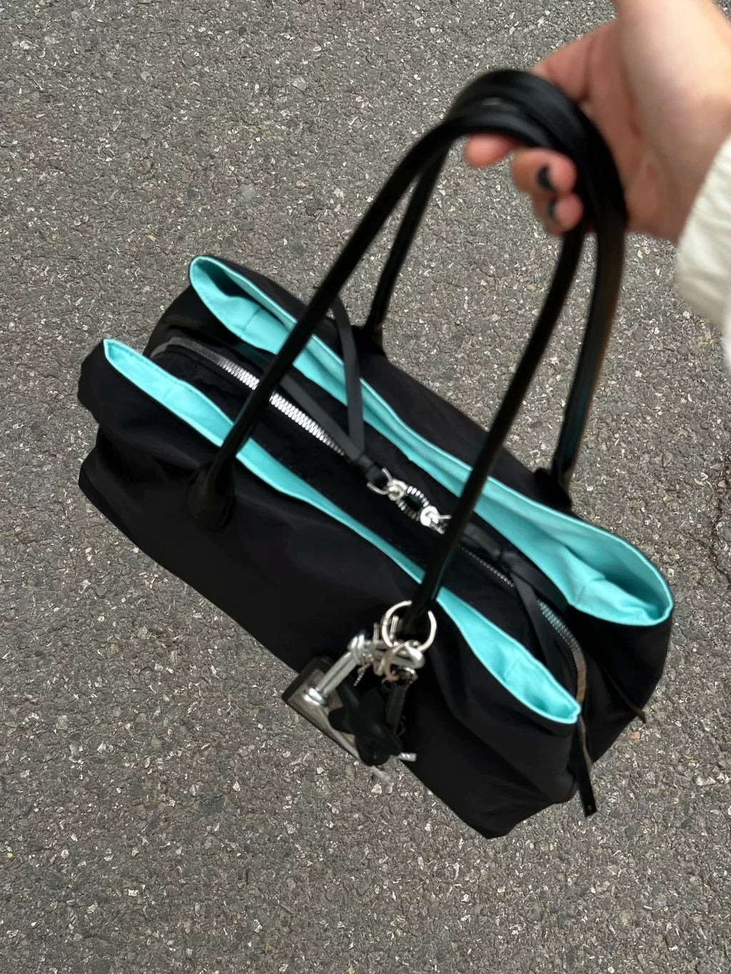Large capacity nylon color-block tote bag for women, 2026 new multi-compartment handbag, casual versatile shoulder bag