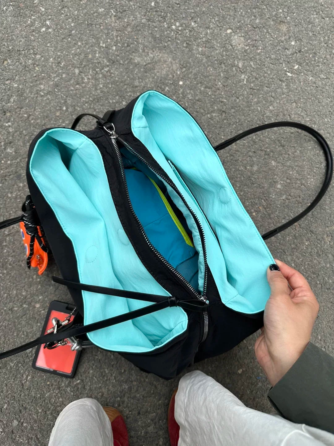 Large capacity nylon color-block tote bag for women, 2026 new multi-compartment handbag, casual versatile shoulder bag