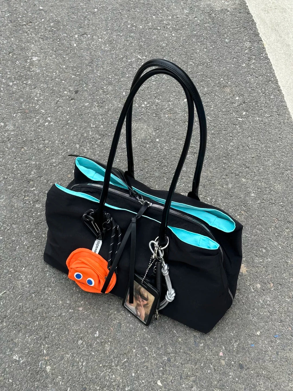 Large capacity nylon color-block tote bag for women, 2026 new multi-compartment handbag, casual versatile shoulder bag