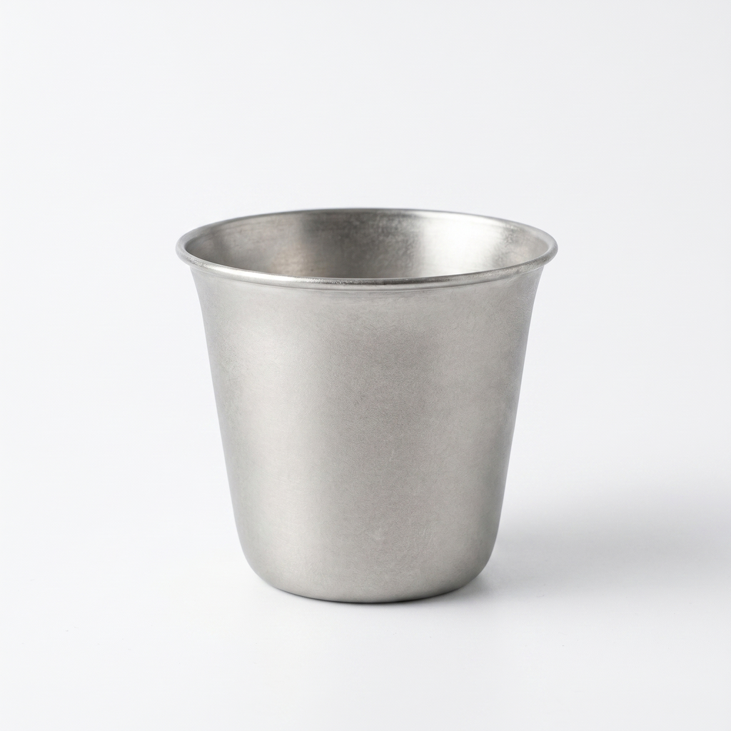 Retro stainless steel coffee cup - white background