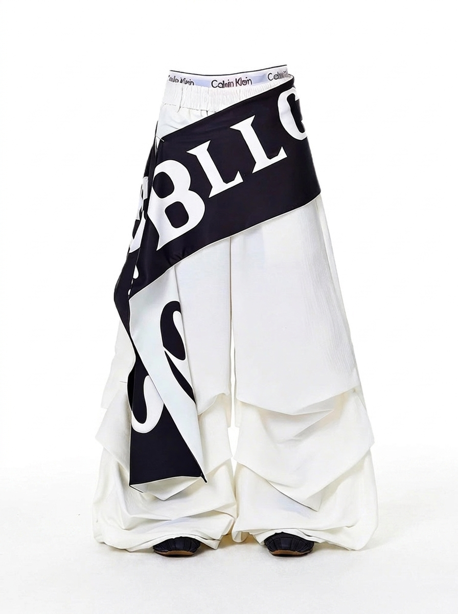CURTAIN DROP PANT white wide-leg