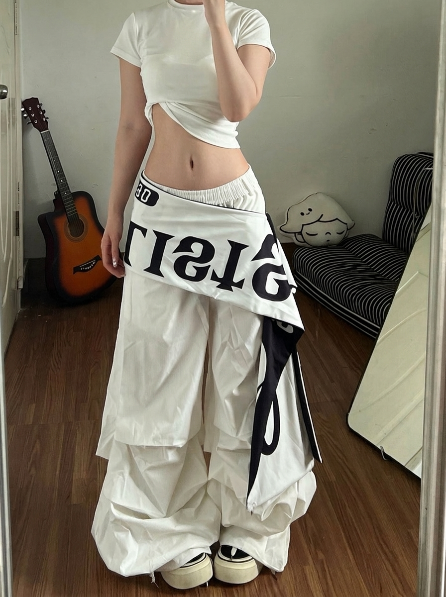 CURTAIN CALL WIDE white paratrooper pants